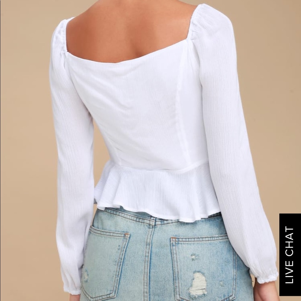 SKIATHOS WHITE LONG SLEEVE BUTTON-UP TOP - Picture 4 of 5